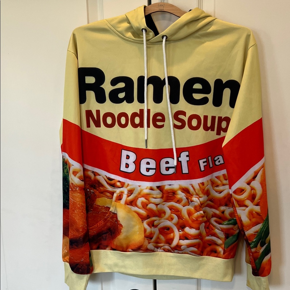 Ramen Noodle Soup Beef Flavor Graphic Hoodie - Yellow/Red